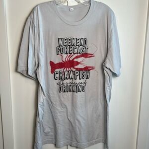 Bella Canvas Weekend Forecast Crawfish Drinking Graphic‎ Tee Gray Mens XL